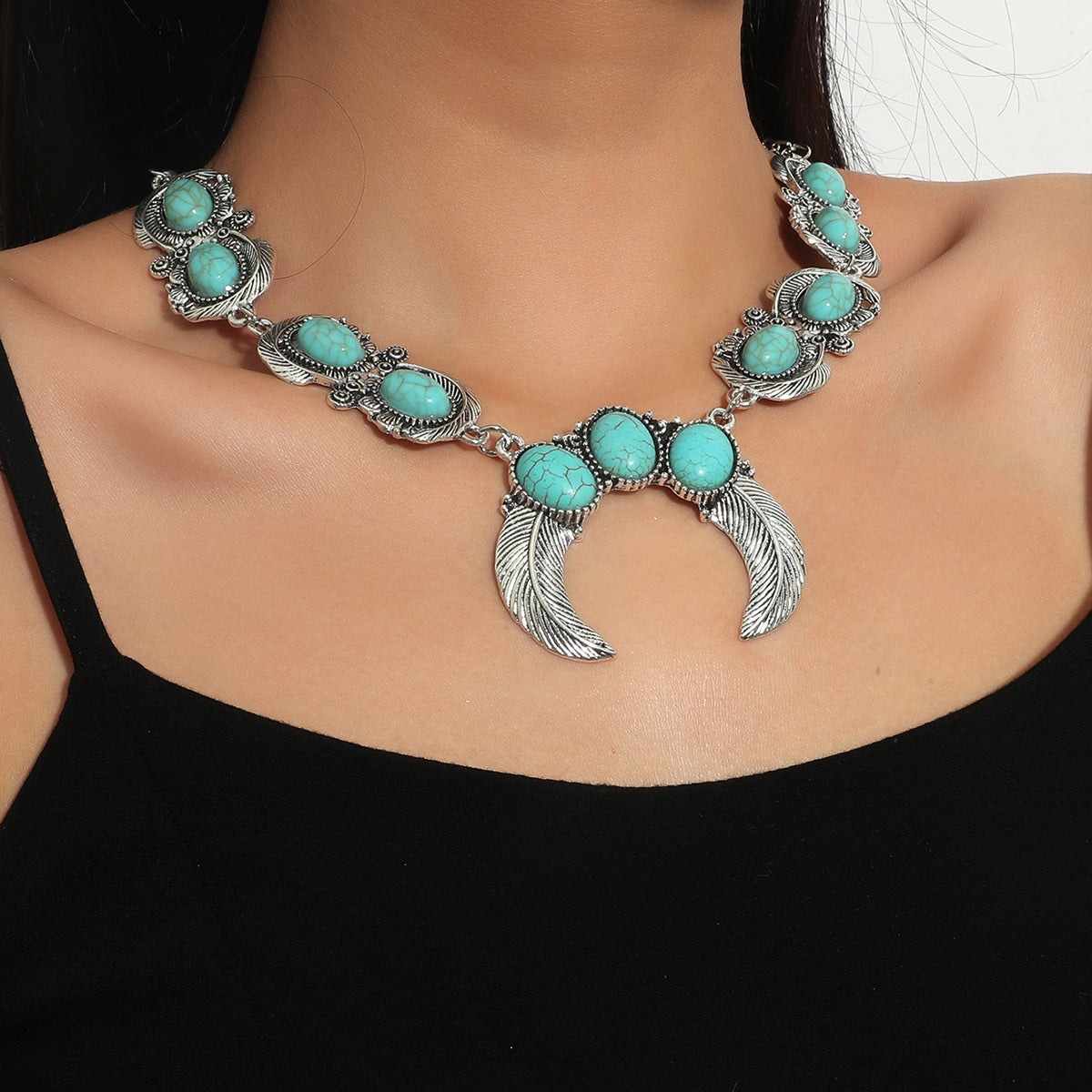 Wholesale Vintage Turquoise Alloy Necklace ACC-NE-JunJie005