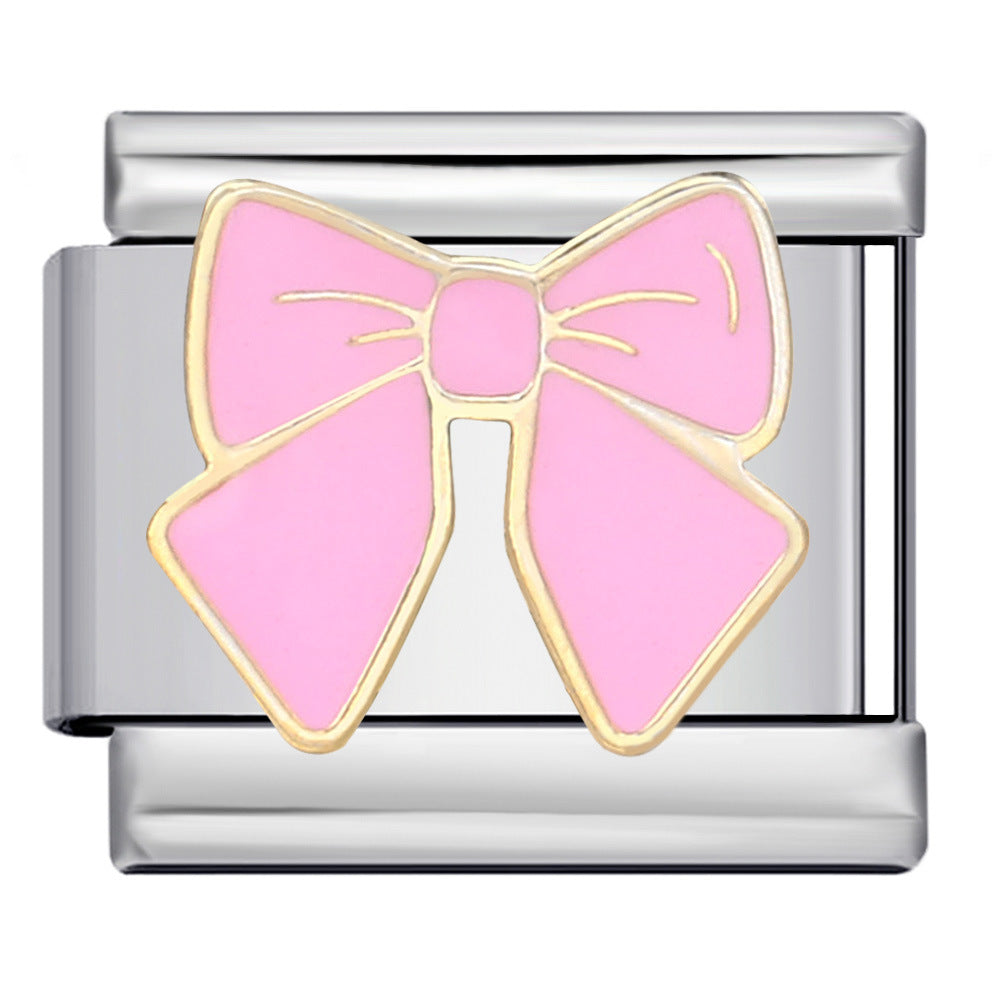 Wholesale  Italian Charm Bracelet 9mm DIY Bow Cherry   Creative Stainless Steel Composable Bracelet