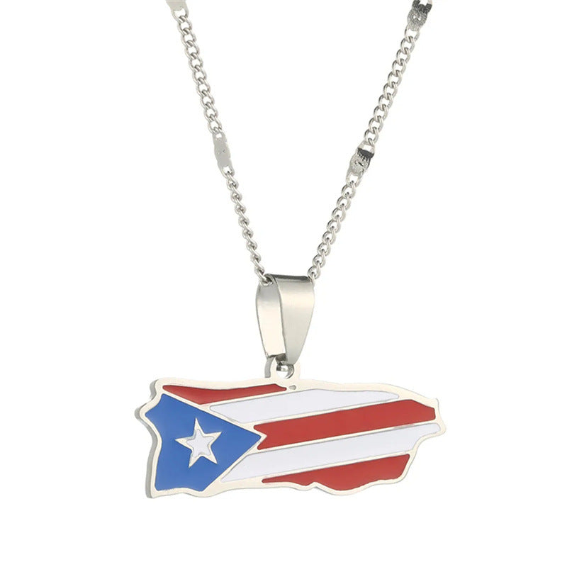 Wholesale  Puerto Rico stainless steel map necklace