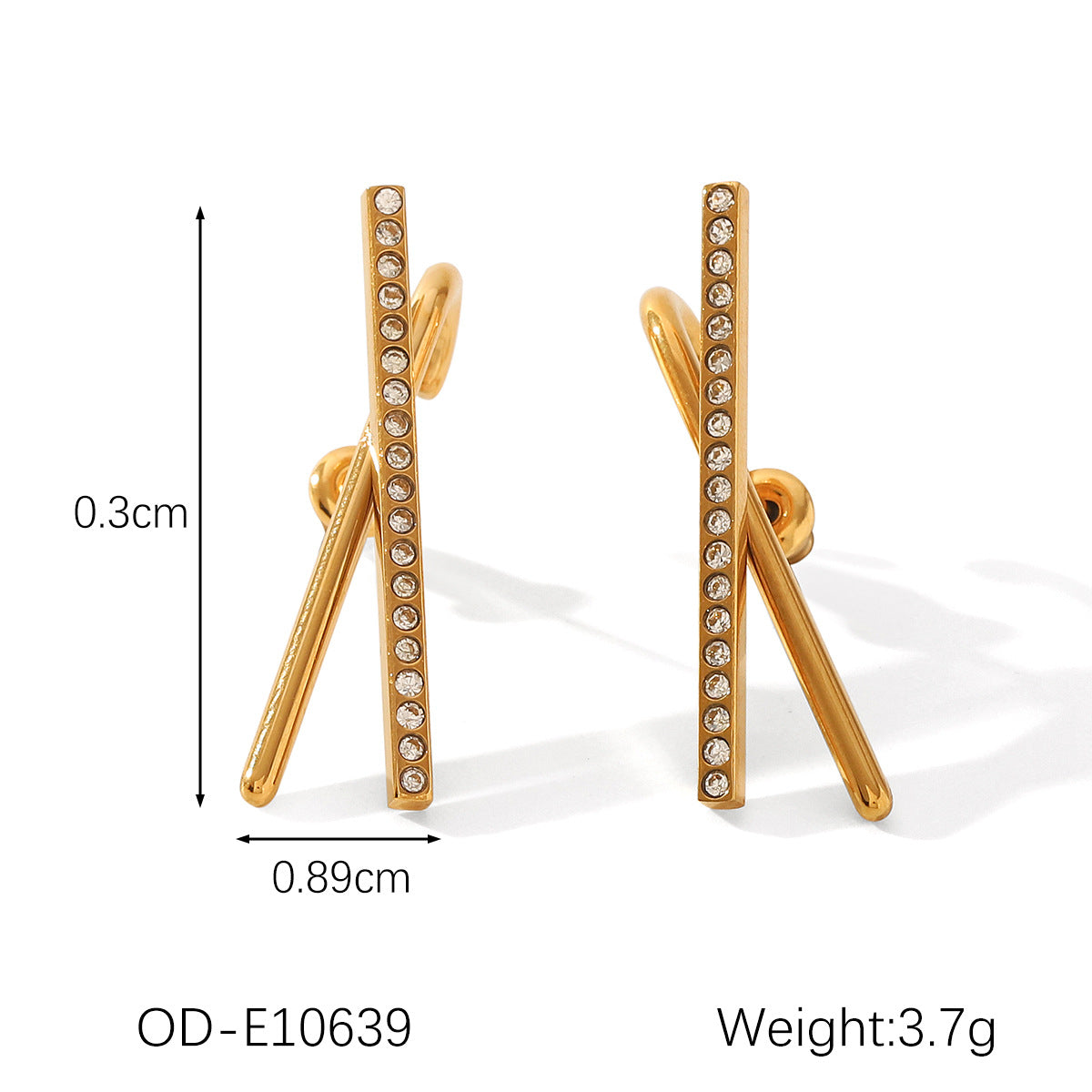 Wholesale Stainless Steel Earrings Golden Exaggerated X-shaped  Earrings