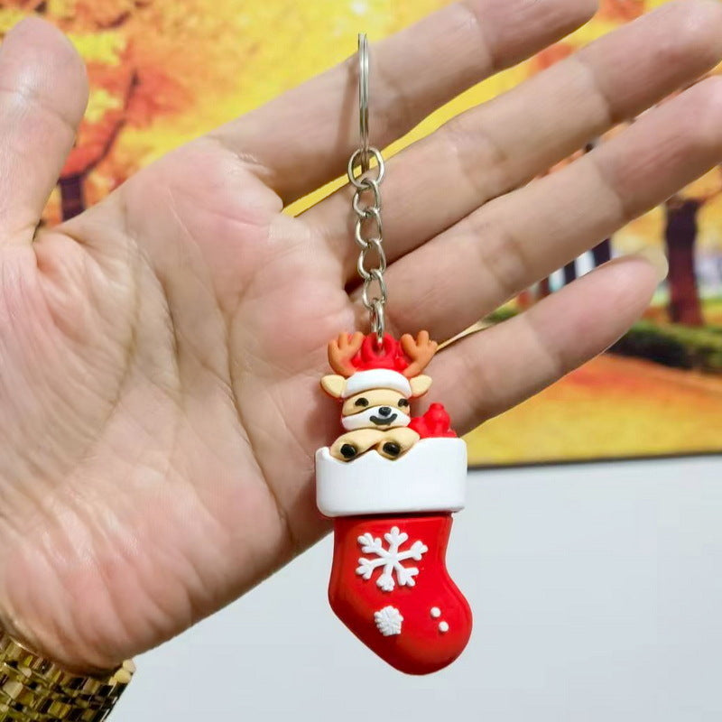 Wholesale Couple keychain car key pendant Christmas doll keychain
