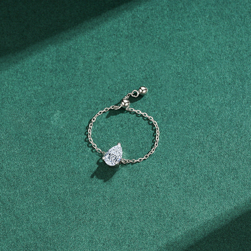 Wholesale s925 silver  water drop simulation diamond ring