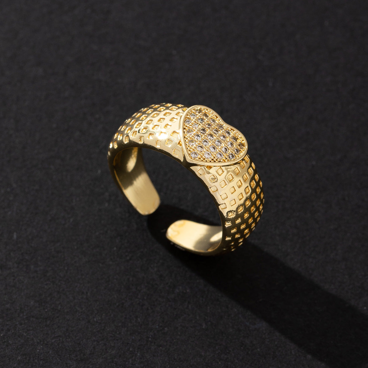 Wholesale European Chic Zircon Ring Adjustable Copper Band Stylish Women S Jewelry Accessory For Boutique Resale