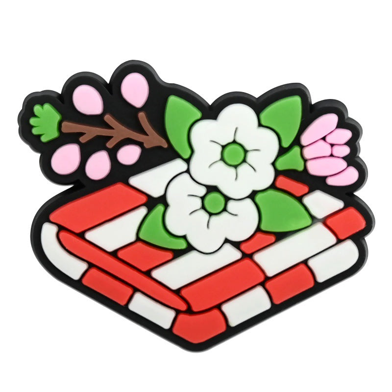 Wholesale Random 100pcs  Spring Picnic Series  PVC Soft Rubber Shoe Buckle Decoration