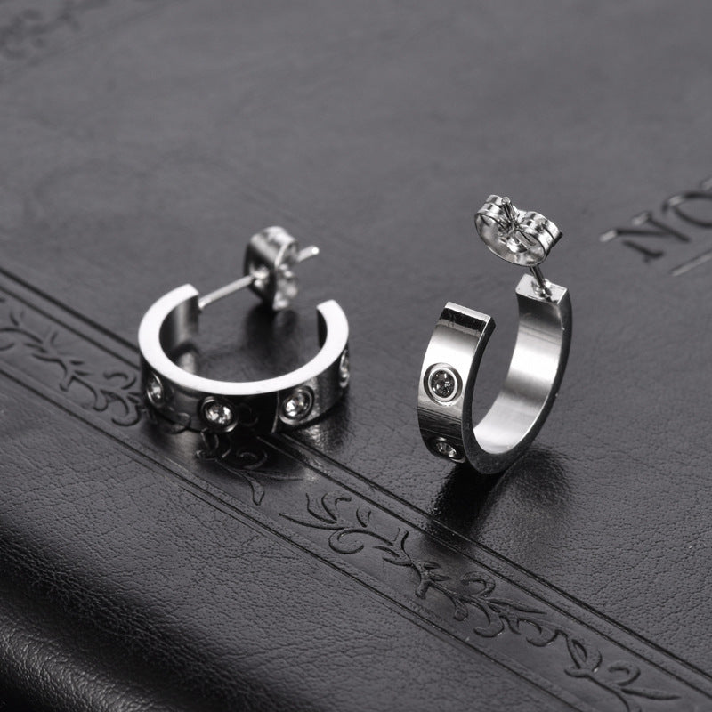 Wholesale C-Shaped Titanium Steel Earrings