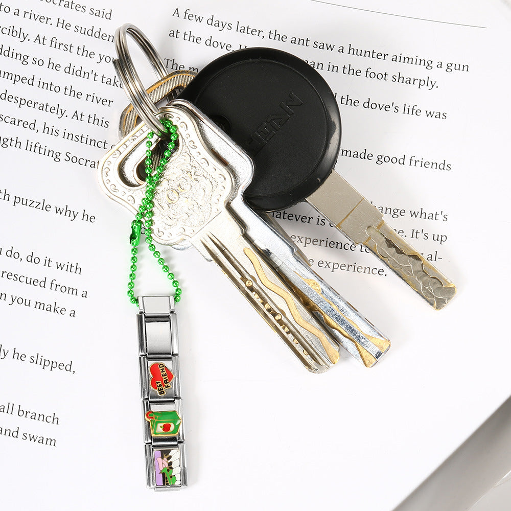 Wholesale Colorful beaded mobile phone strap spliced Italian charms bracelet DIY keychain