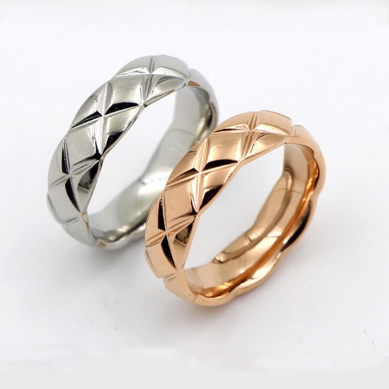 Wholesale Titanium Steel Diamond Pattern Rings