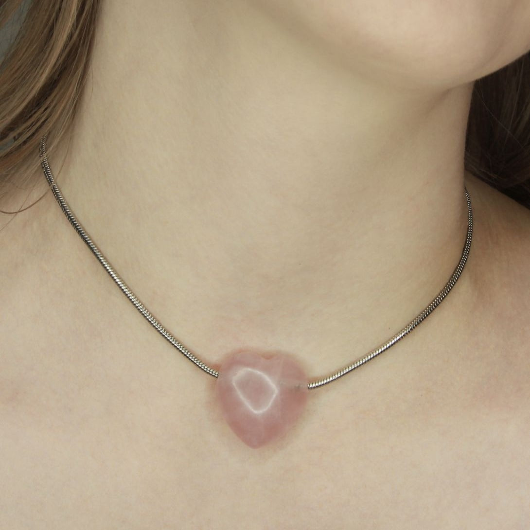 Wholesale  Titanium Steel Snake Chain Heart Shape Necklaces