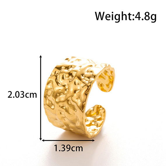 Wholesale Metal Advanced Sense Ginkgo Leaf Opening Titanium Steel Ring