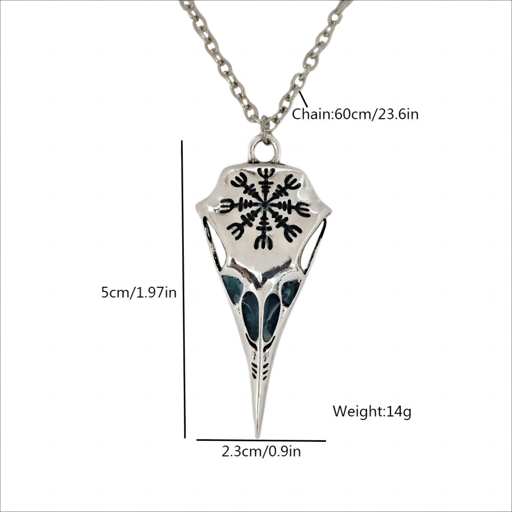 Wholesale  Retro Luminous Pendants Viking Crow Skull Eagle Beak Luminous Necklace