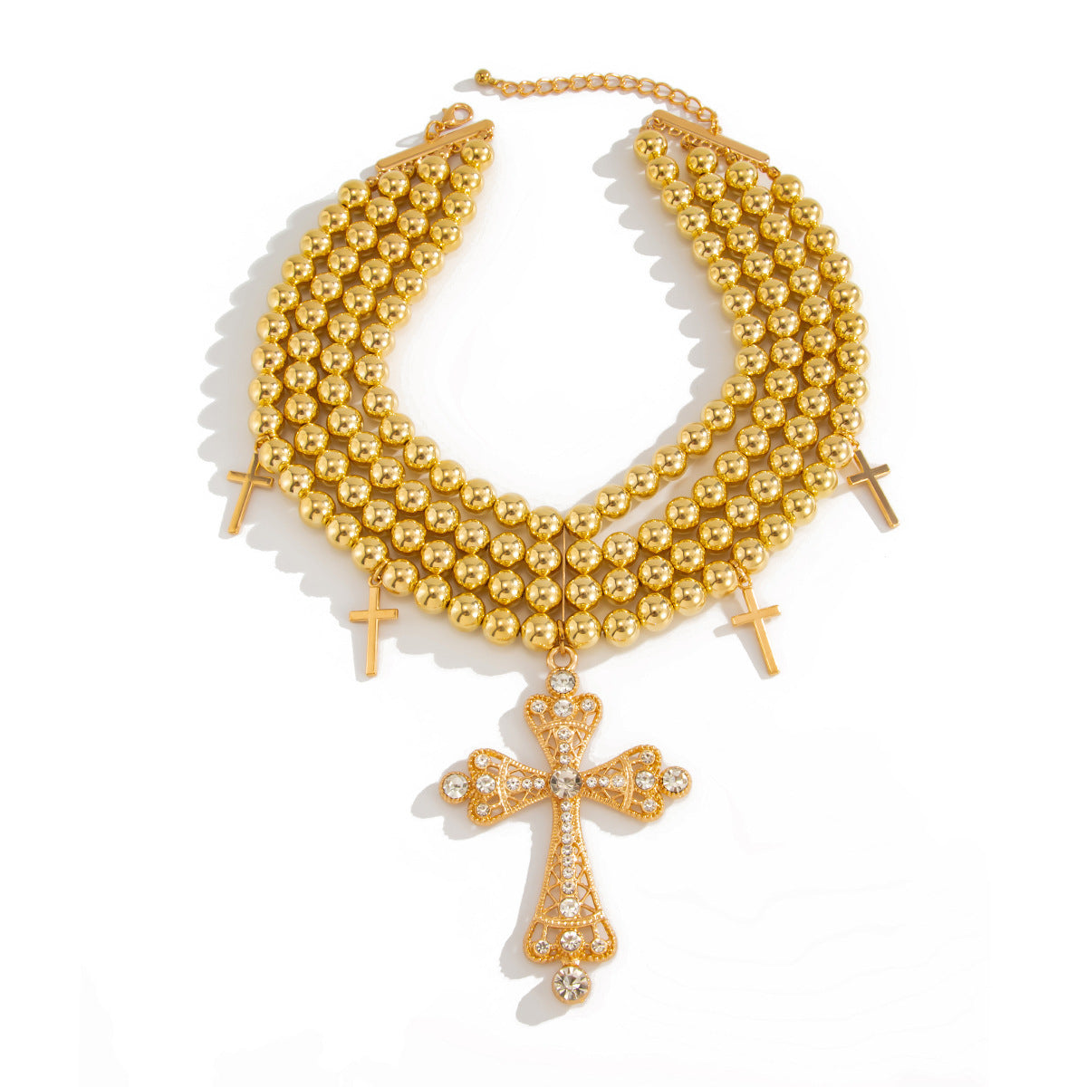 Wholesale Light Luxury Rhinestone Cross Multi Layer Necklace Trendy Geometric Gold Clavicle Chain Gift And Boutique Resale