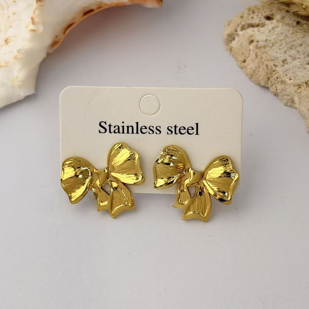 Wholesale Geometric Pleated Earrings 304 Stainless Steel Fashion Jewelry for Women