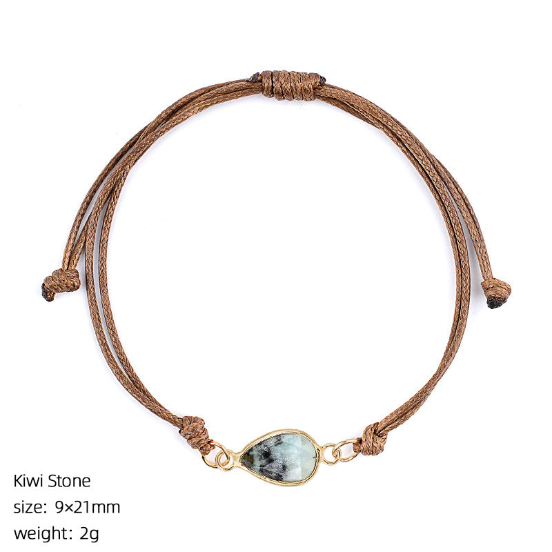 Wholesale Adjustable Woven Tiger Eye Stone Teardrop Bracelet Fashion Accessory Gift