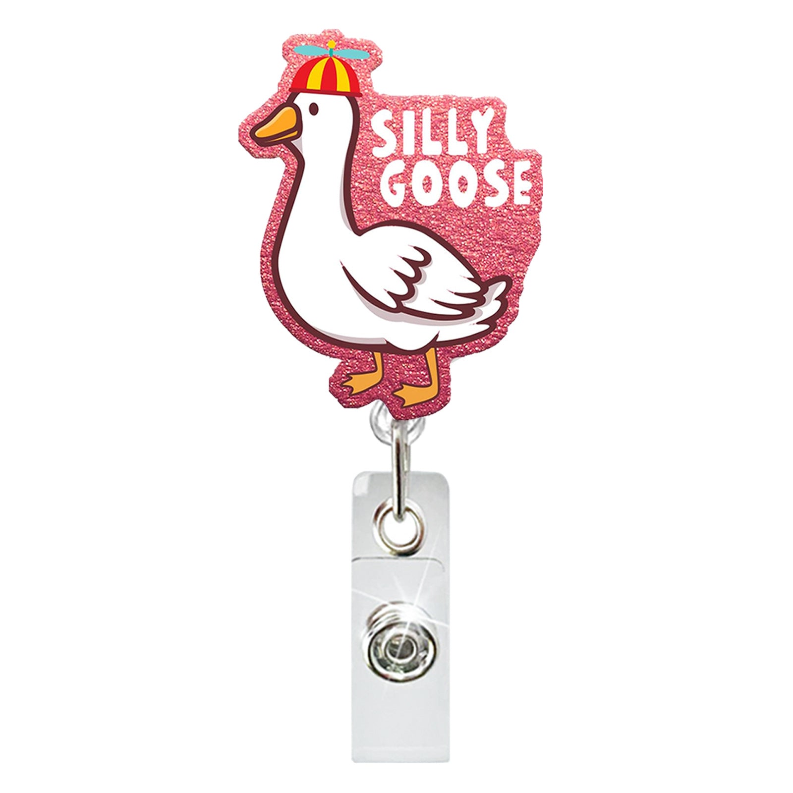 Wholesale Acrylic Cute Big Goose Retractable Rotating Badge Keychain ACC-KC-QiDing012