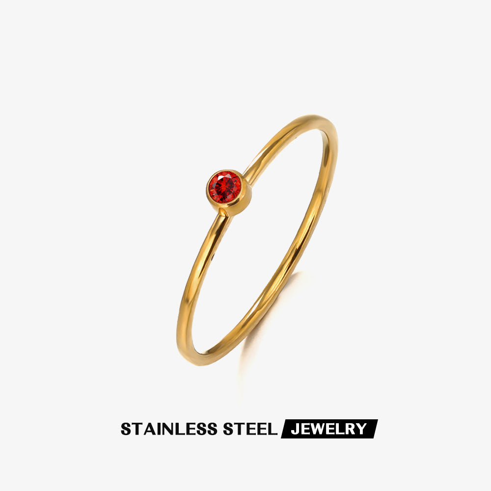 Wholesale Twelve Month Birthstone Diamond Stainless Steel Rings ACC-RS-JiaLi006