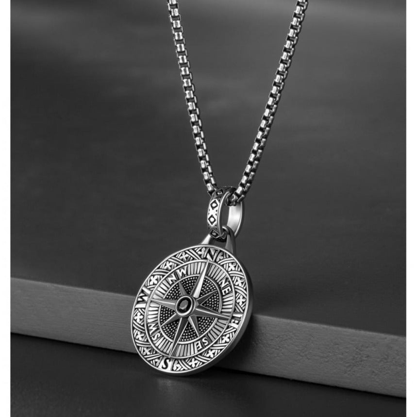 Wholesale Vintage Compass Pointer Pendant Men Hip Hop Long Sweater Chain Long Necklace ACC-NE-Puhai003