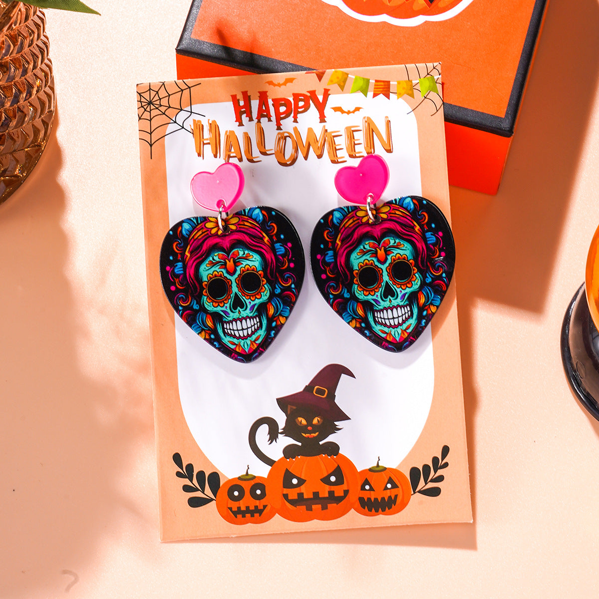 Wholesale Halloween Acrylic Skull Earrings ACC-ES-Ditong003