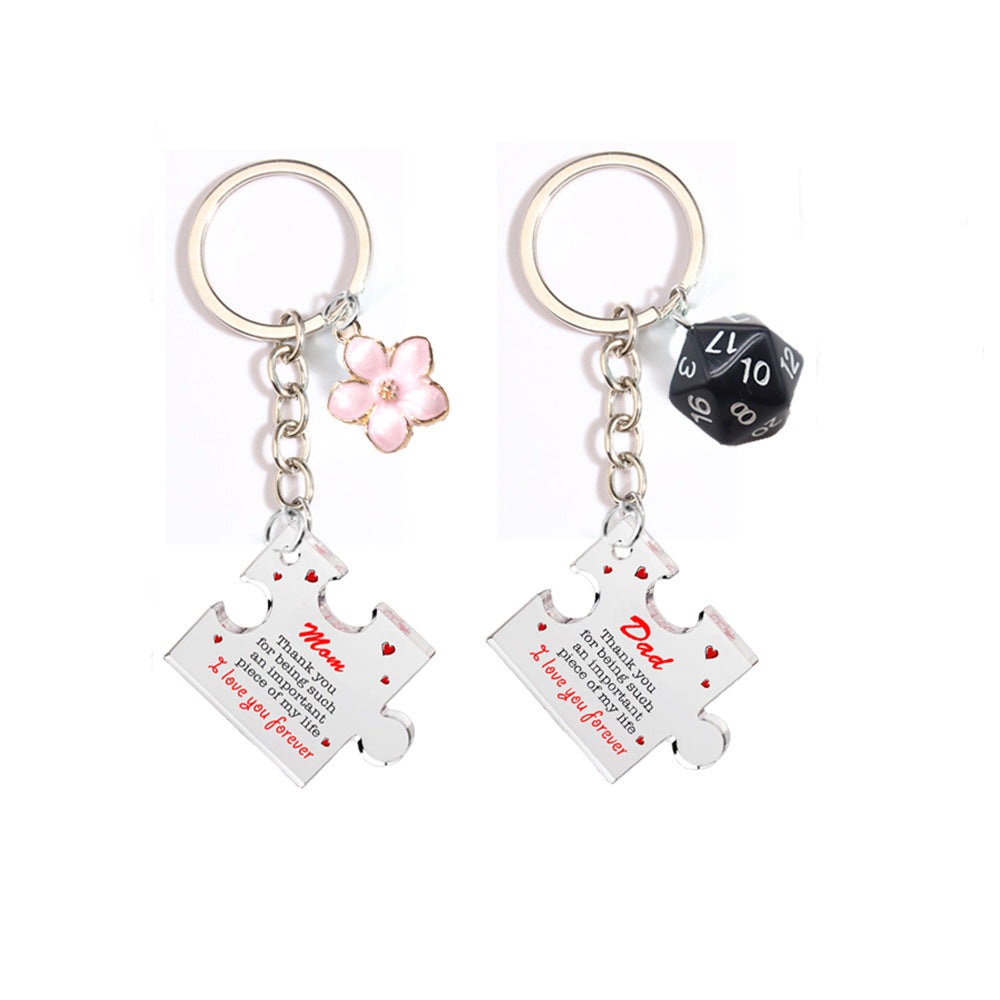 Wholesale Mother's Day Father's Day Bear Multi-Sided Dice Acrylic Keychain ACC-KC-YuChan002