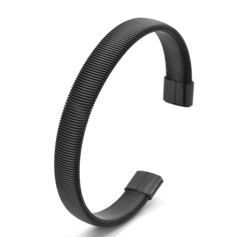Wholesale Simple Elastic C- shaped Open Titanium steel Bracelet