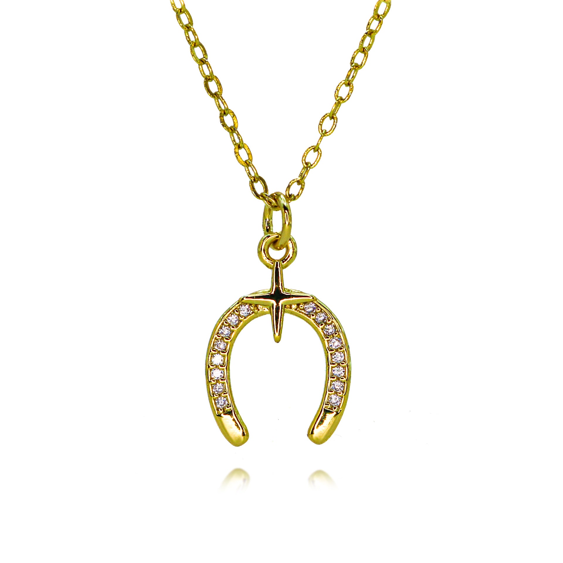 Wholesale  Zircon Copper Micro-inlaid Colorful Zircon Horseshoe Necklace