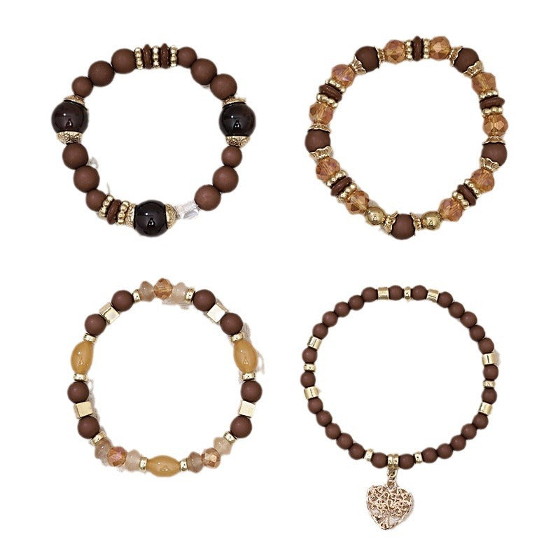 Wholesale bohemian style color beads love four-piece bracelet