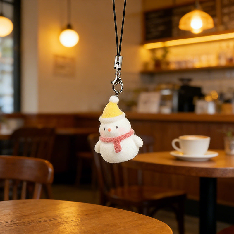 Wholesale Resin flocked Christmas pendant keychain