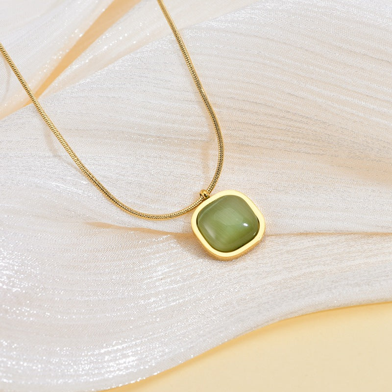 Wholesale Steel Titanium Square Pendant Necklace