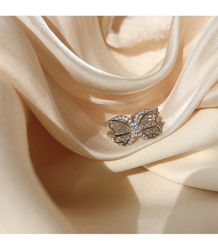 Wholesale  flash diamond butterfly ring