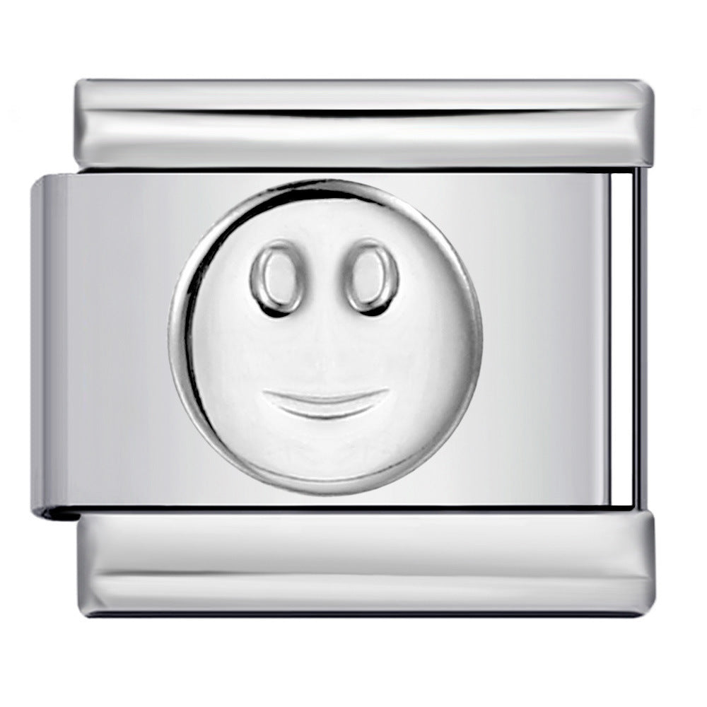 Wholesale  Italian moduleTitanium steel convex silver stamping pattern DIY bracelet