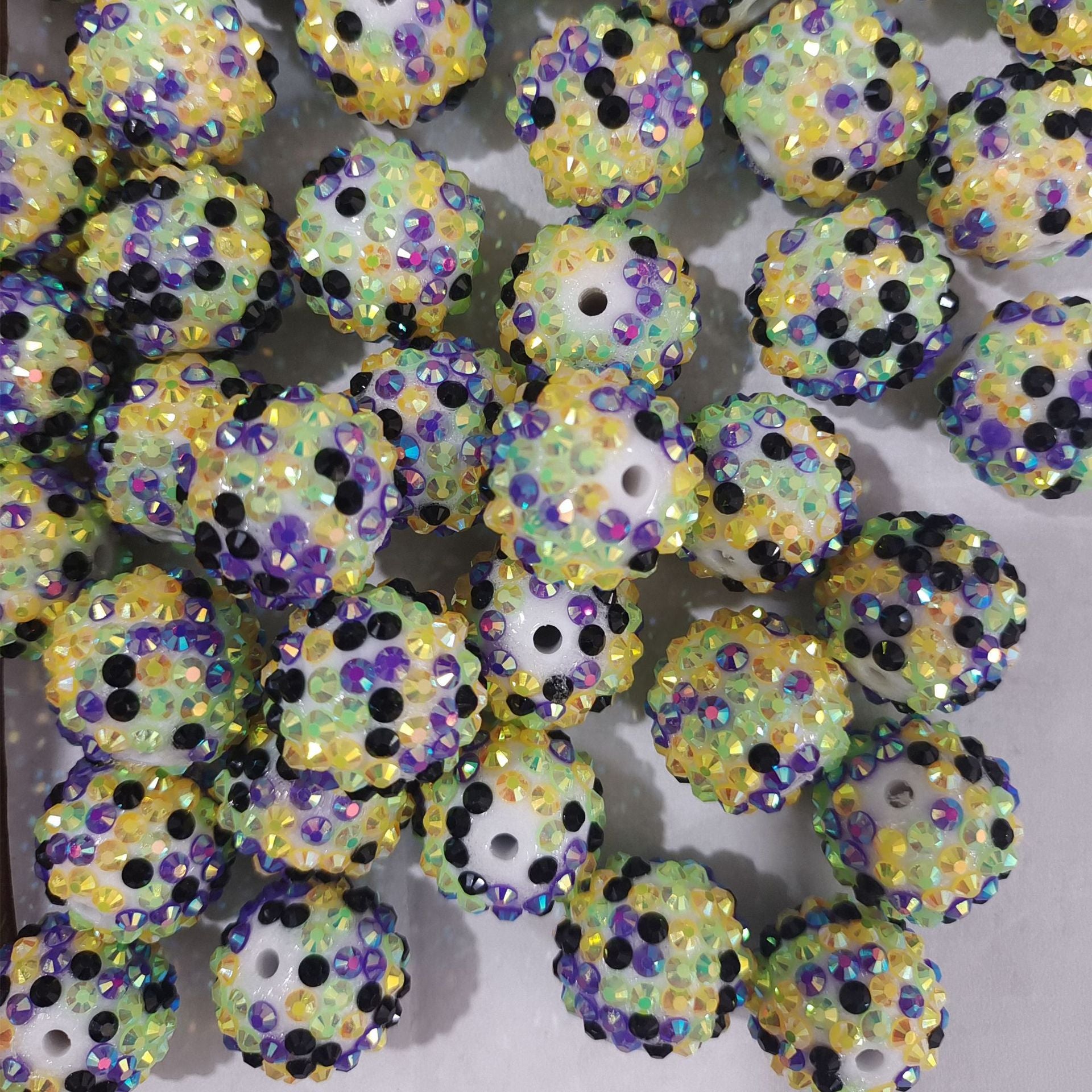 Wholesale 5pcs 20MM Resin Diamond Ball Beads Halloween Green Orange Black Color Diamond Ball Beads ACC-BDS-NiJia050