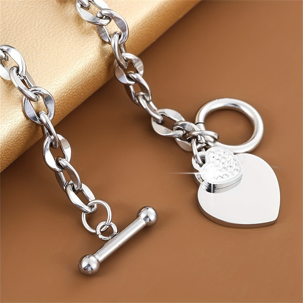 Wholesale Titanium Steel Buckle Heart  Bracelet