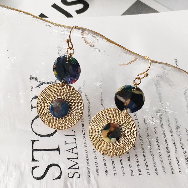 Wholesale Acid plate round retro earrings