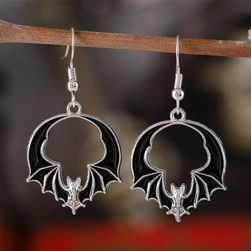 Wholesale Zinc Alloy Bat Earrings Exaggerated Red Black  Fashion Accessory