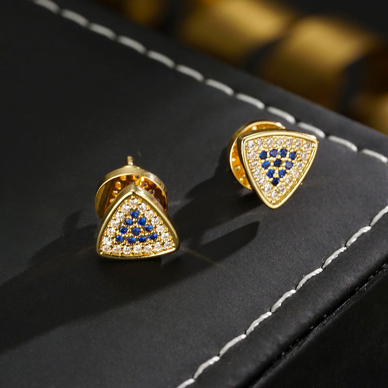 Wholesale S925 Silver Needle Triangle Geometric Zircon Earrings