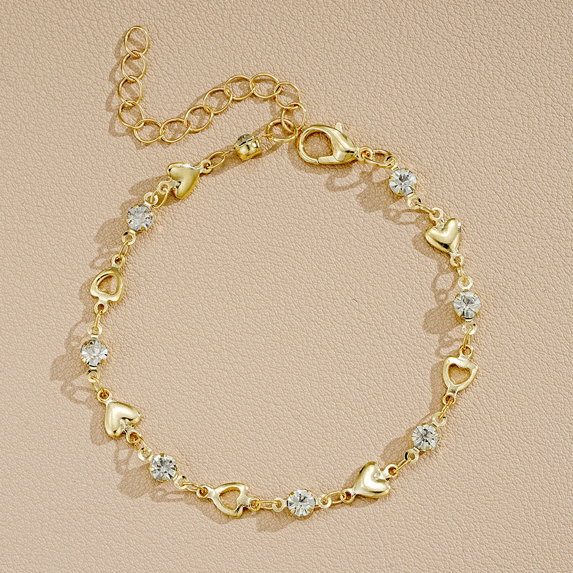 Wholesale Y2K Heart Zircon Bracelet for Girls Ins Simple Niche Design Student Cut Out Heart-Shaped Bracelet Versatile Gift