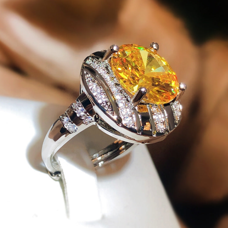Wholesale yellow gold plated yellow diamond ring