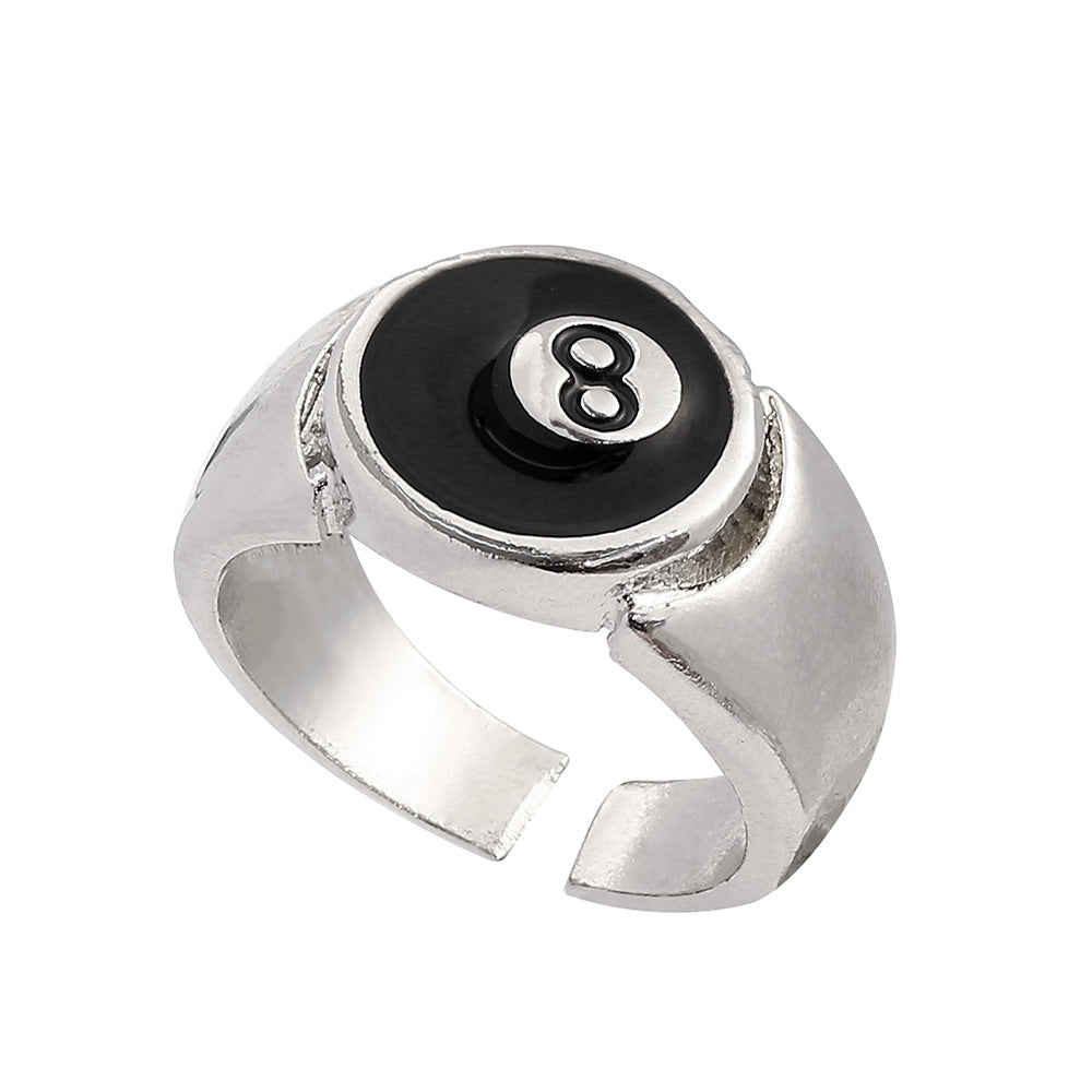 Wholesale  Retro Men's Ring Billiards Black 8 Ring