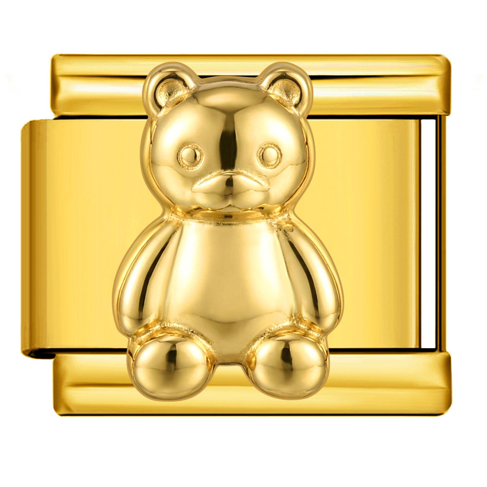 Wholesale All Stainless Steel 3D Bear Modular Bracelet DIY Jewelry Accessory Stylish Gift For Everyday Wear