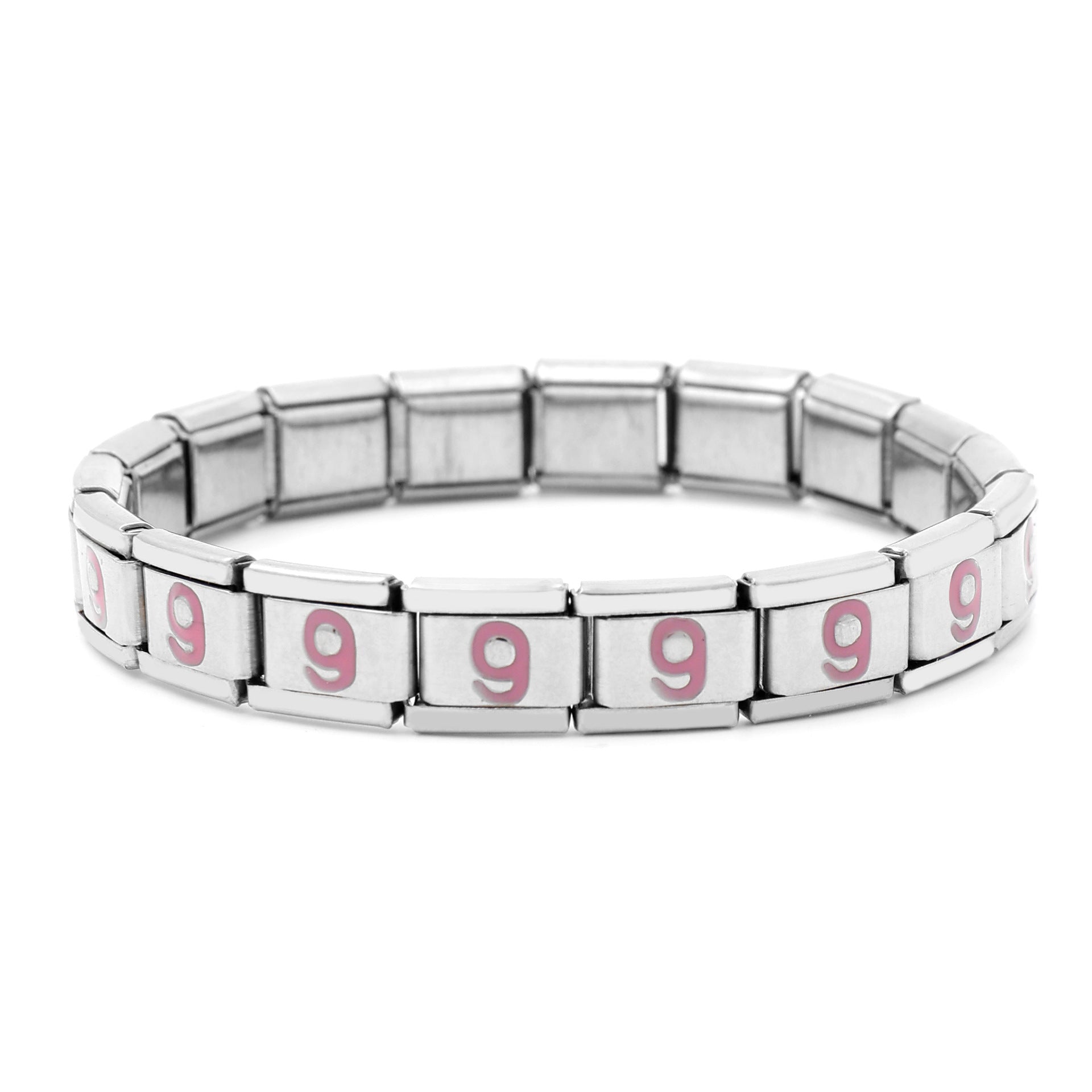 Wholesale Italian Charm Bracelet 9mm DIY Spliced Removable Stainless Steel Pink Composable Bracelet ACC-BT-XY030
