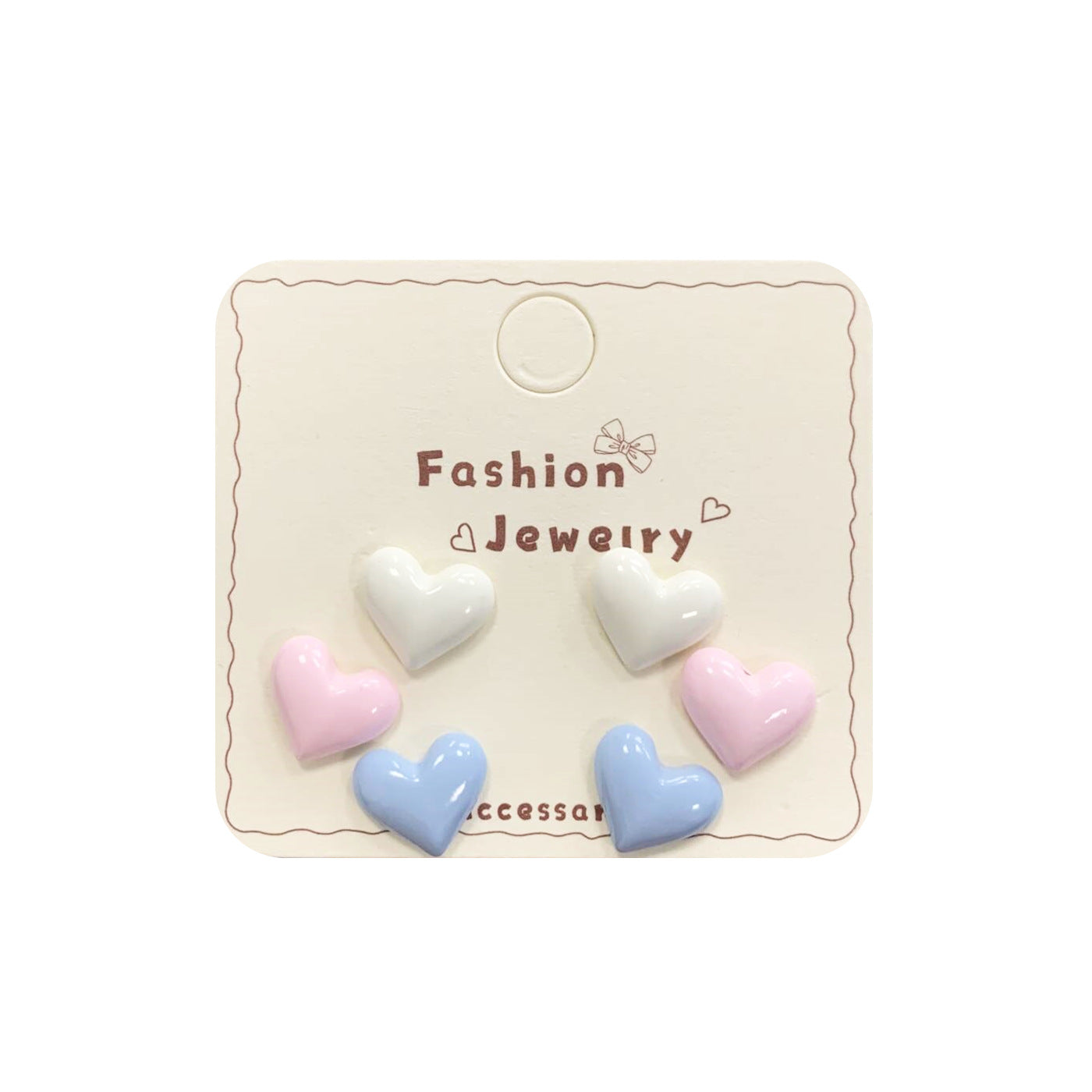 Wholesale Dopamine Cream Wind Drop Oil Heart Earring Set