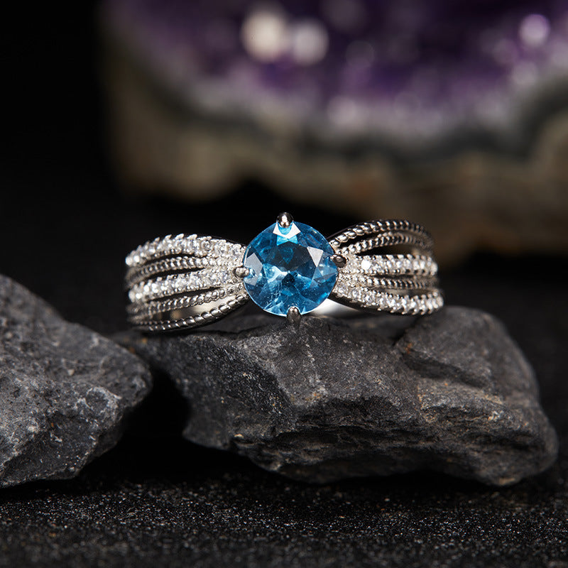 Wholesale  S925 sterling silver natural color treasure ring