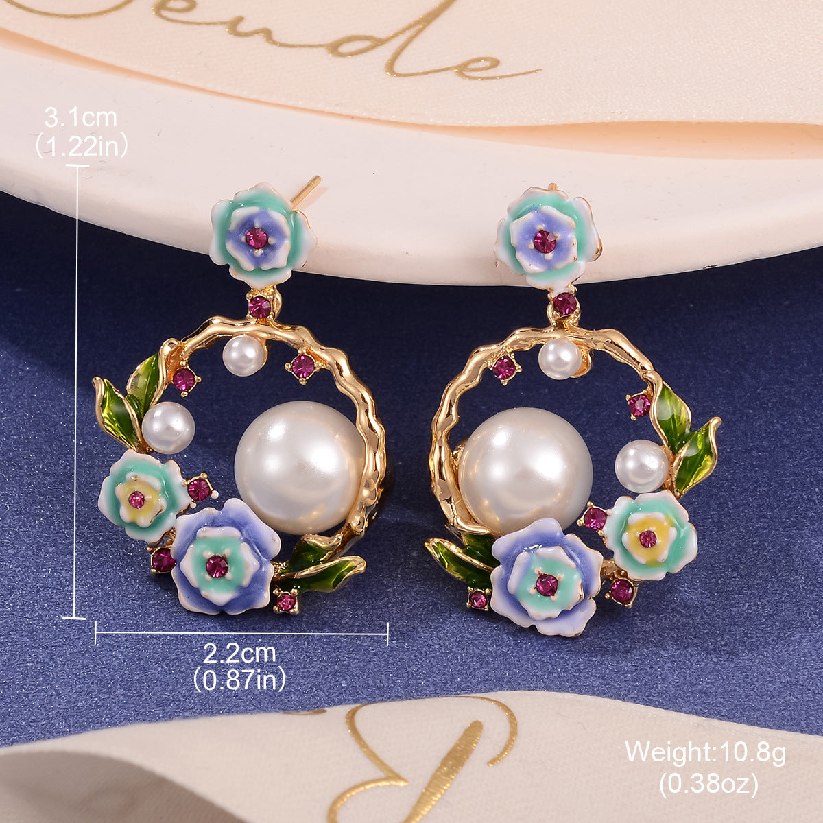 Wholesale Three-Color Rose Pearl Stud Earrings