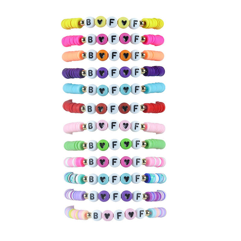 Wholesale polymer clay letter bracelet friendship CHEER bracelet youth group cheerleading bracelet ACC-BT-YiYe011
