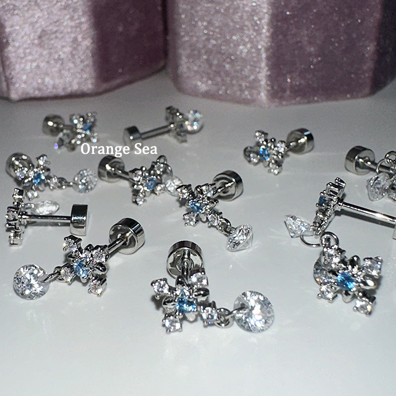 Wholesale  Water Drop Zircon Pendant Titanium Steel Earrings