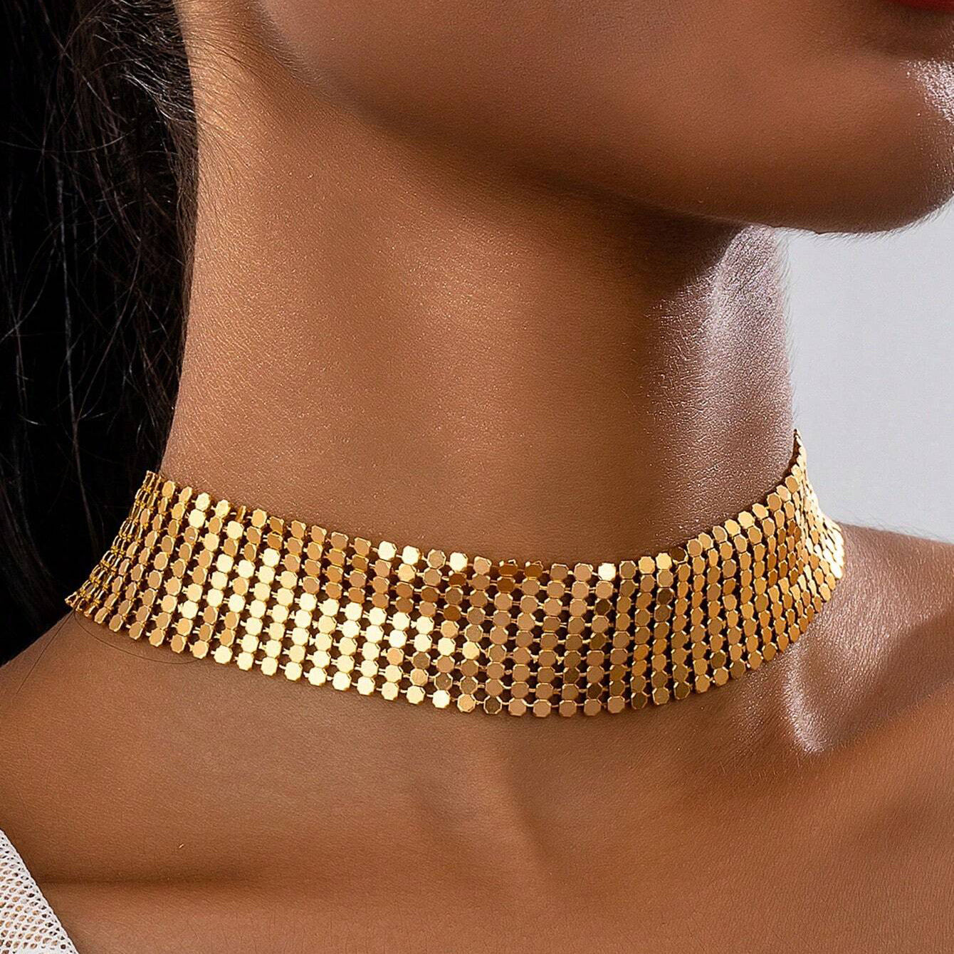 Wholesale Punk Style Metal Sequin Exaggerated Necklaces