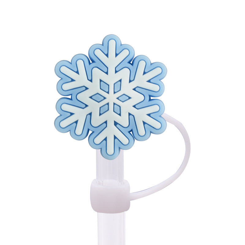 Wholesale Random 100pcs Snowflake Series 8/10mm PVC Soft Straw Tube Cap