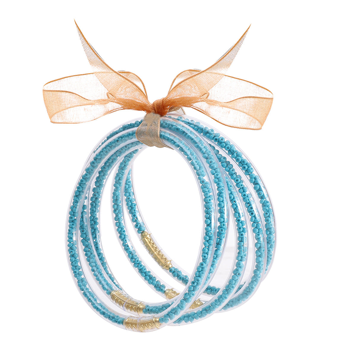 Wholesale Rice Beads Colorful Ribbon Plastic Silicone Tube Bracelet Jelly Bangles Beaded Bracelets ACC-BT-YTian005