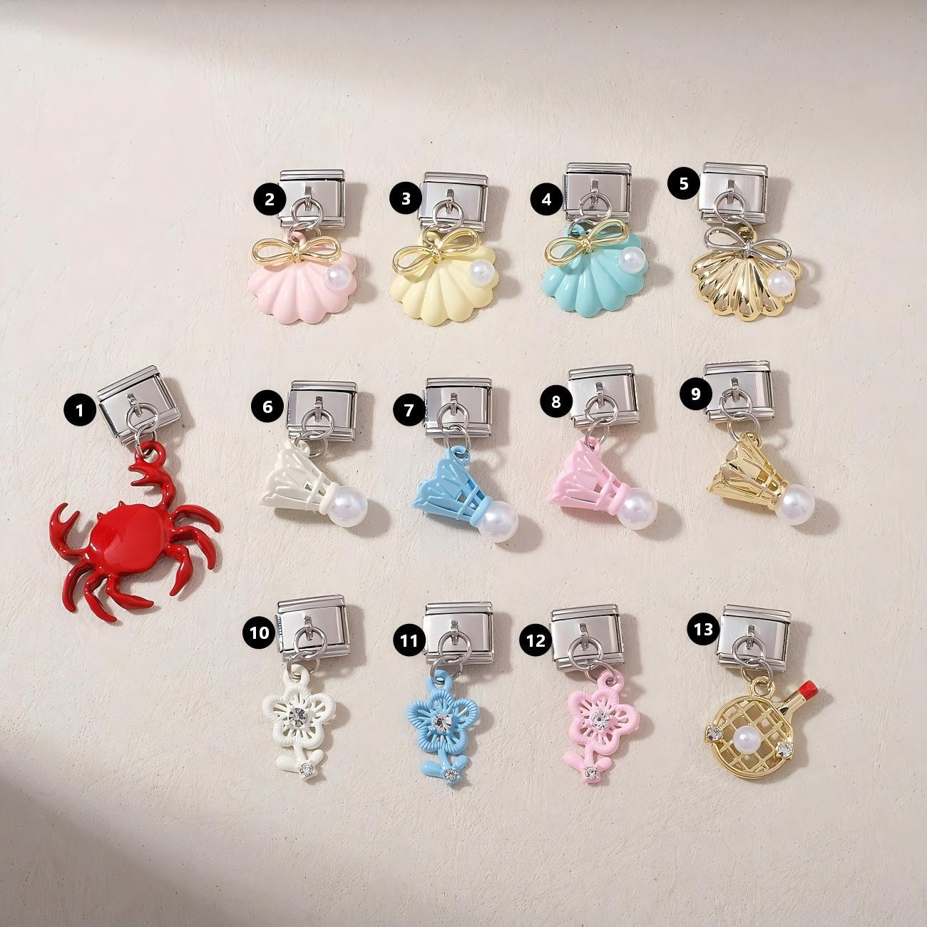 Wholesale Electroplated Stainless Steel Cute Crab Shell Mixed Charms For DIY Bracelet Jewelry Making