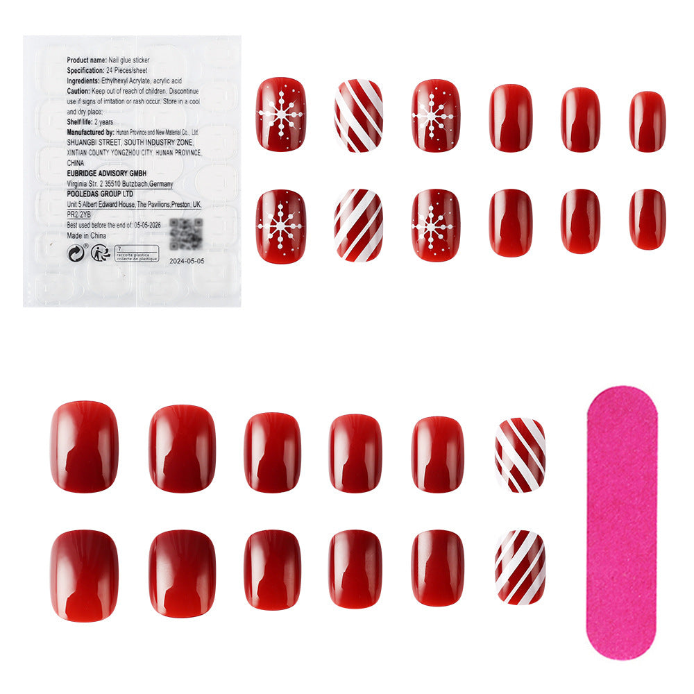 Wholesale 24 Pieces/box Christmas Glossy Nails Kits Nail Stickers ACC-NS-MiKe001