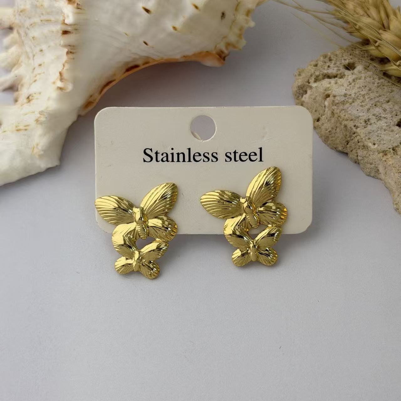 Wholesale Geometric Pleated Earrings 304 Stainless Steel Fashion Jewelry for Women